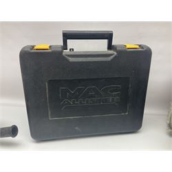 Collection of tools, comprising grinder electric, cased Mac Allister jigsaw, Power craft router