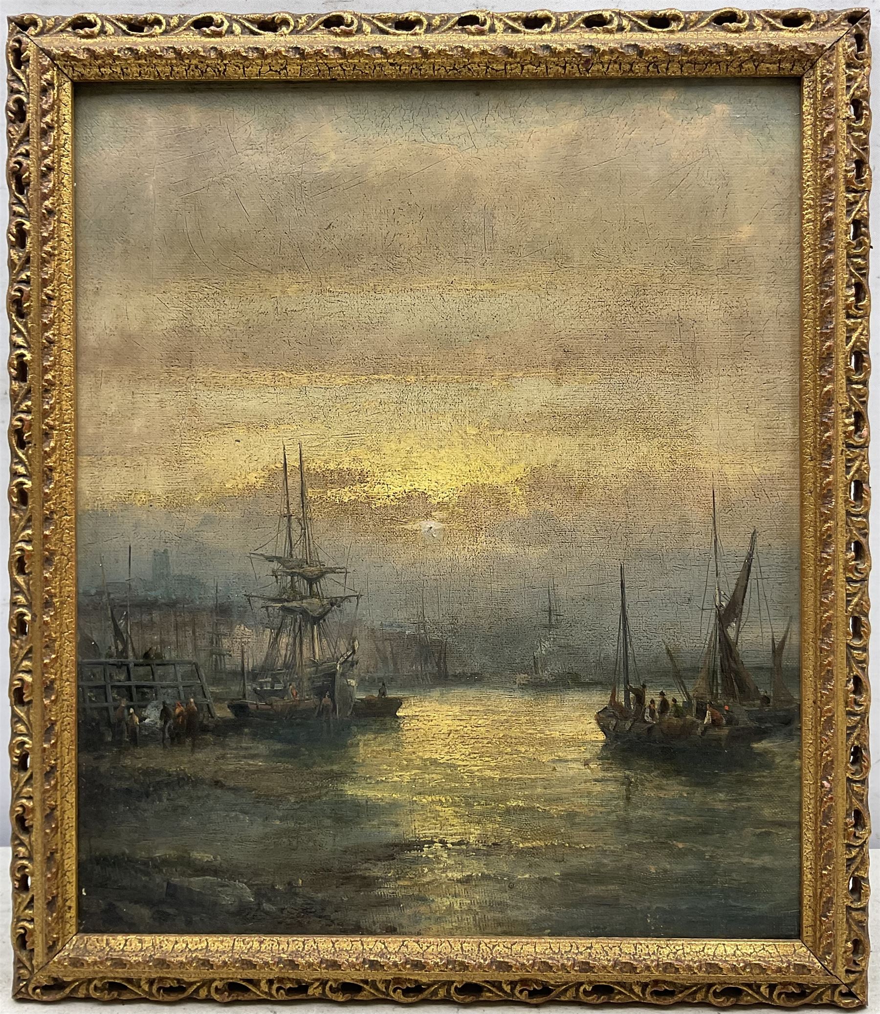 William Anslow Thornley (British fl.1858-1898): Shipping at Tynemouth, oil on canvas signed 35cm x 29cm