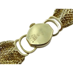 Oke Eleganz 14ct gold ladies mesh bracelet wristwatch, stamped 14K 585