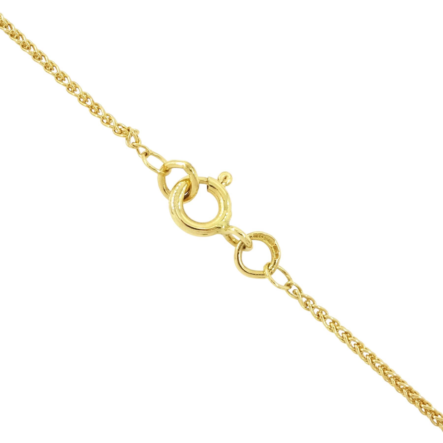 Fabergé 18ct gold enamel egg pendant, Ref. F-1310, green guilloche enamel egg, with hinged bail, designed by Victor Mayer for Fabergé, on 18ct gold wheat chain necklace, boxed with papers