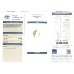 18ct gold single stone round transition cut diamond ring, stamped, diamond 1.20 carat, with World Gemological Institute report