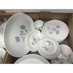Wedgwood Ice Rose pattern part tea and dinner service, together with Royal Copenhagen Christmas plates, in three boxes 