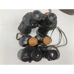 Ten cased pairs of binoculars, to include Ross London Steplux 7x50, Ross Solaross 16x60, Crescent zoom 7x- 12x50, Hilkinson 20x60,  Ross Stepnada 7x30,  Philo 10x50 etc