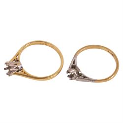 Two 18ct gold ring shanks