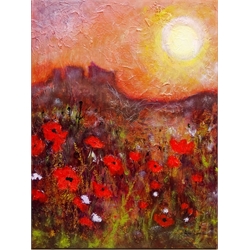  Ann Lamb (British 1955-): 'Poppies in Provence', mixed media on canvas signed 61cm x 46cm unframed  