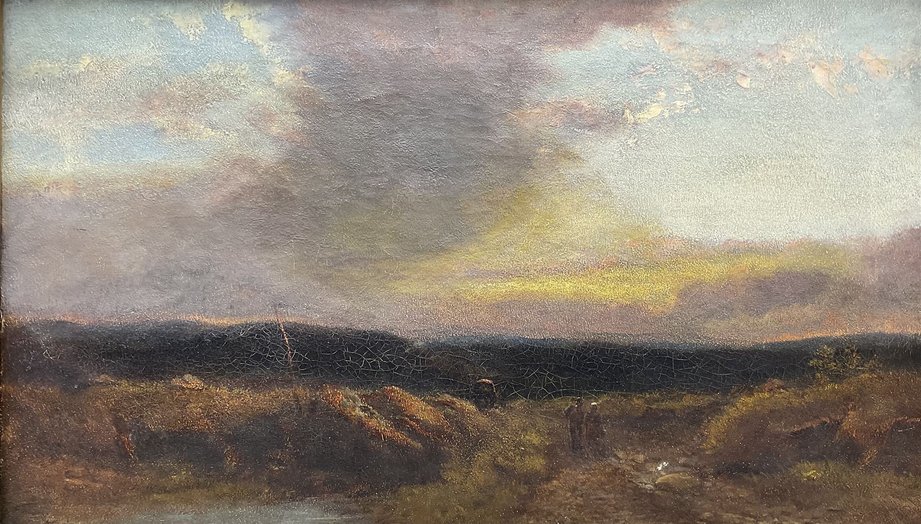 Attrib. Ernest Higgins Rigg (Staithes Group 1868-1947): 'A Yorkshire Moor - Evening', oil on canvas unsigned, inscribed verso 35cm x 60cm