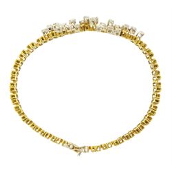 18ct gold round brilliant cut diamond abstract scatter bracelet, stamped, total diamond weight approx 1.50 carat