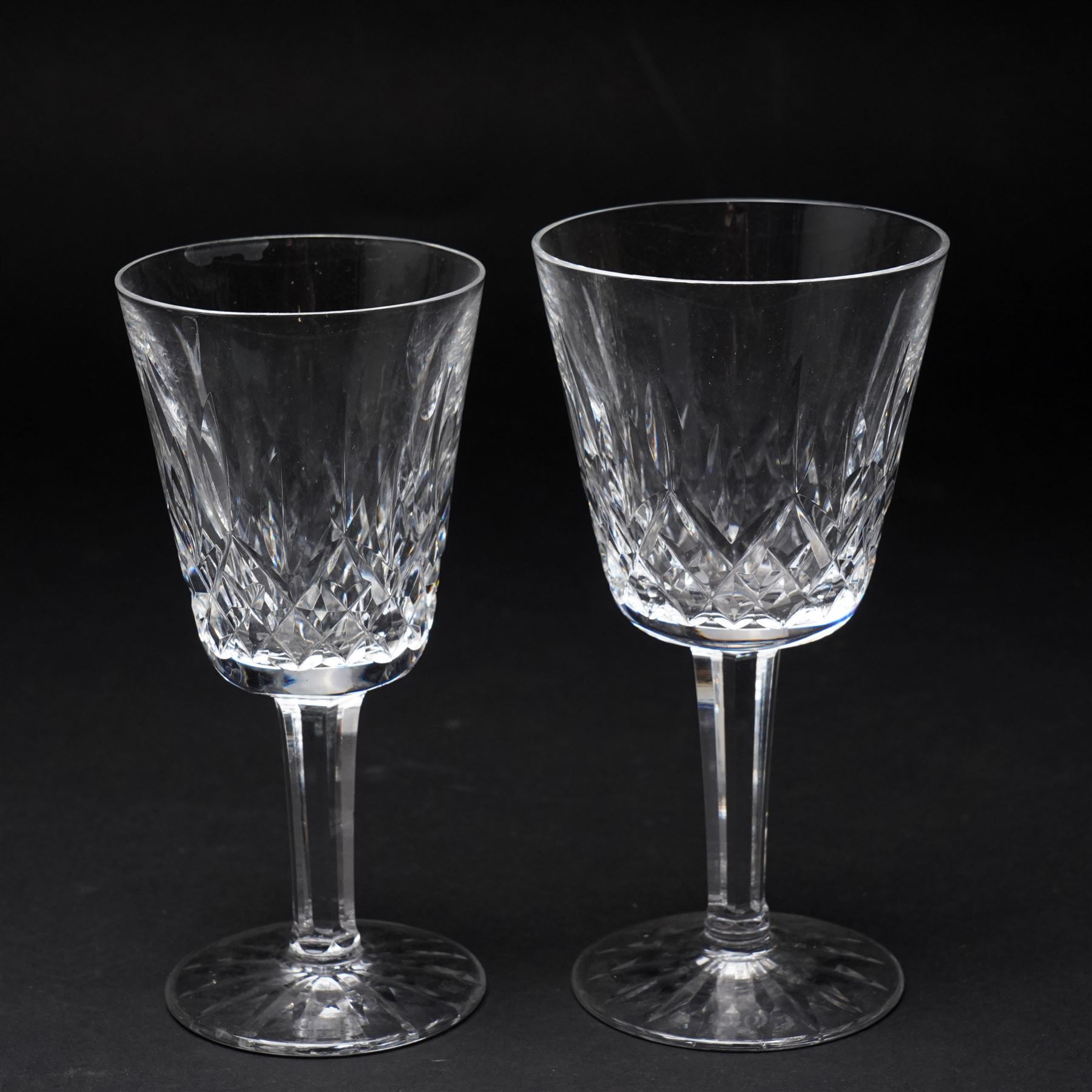 Part set of Waterford Lismore glass comprising six wine glasses in two sizes and six sherry glasses together with six similar tumblers