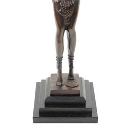 After Chiparus - Bronze Art Deco style  figure 'Phoenician Dancer' with foundry mark on stepped base H41cm