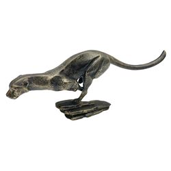 Bronzed cast iron running cheetah, H14cm 