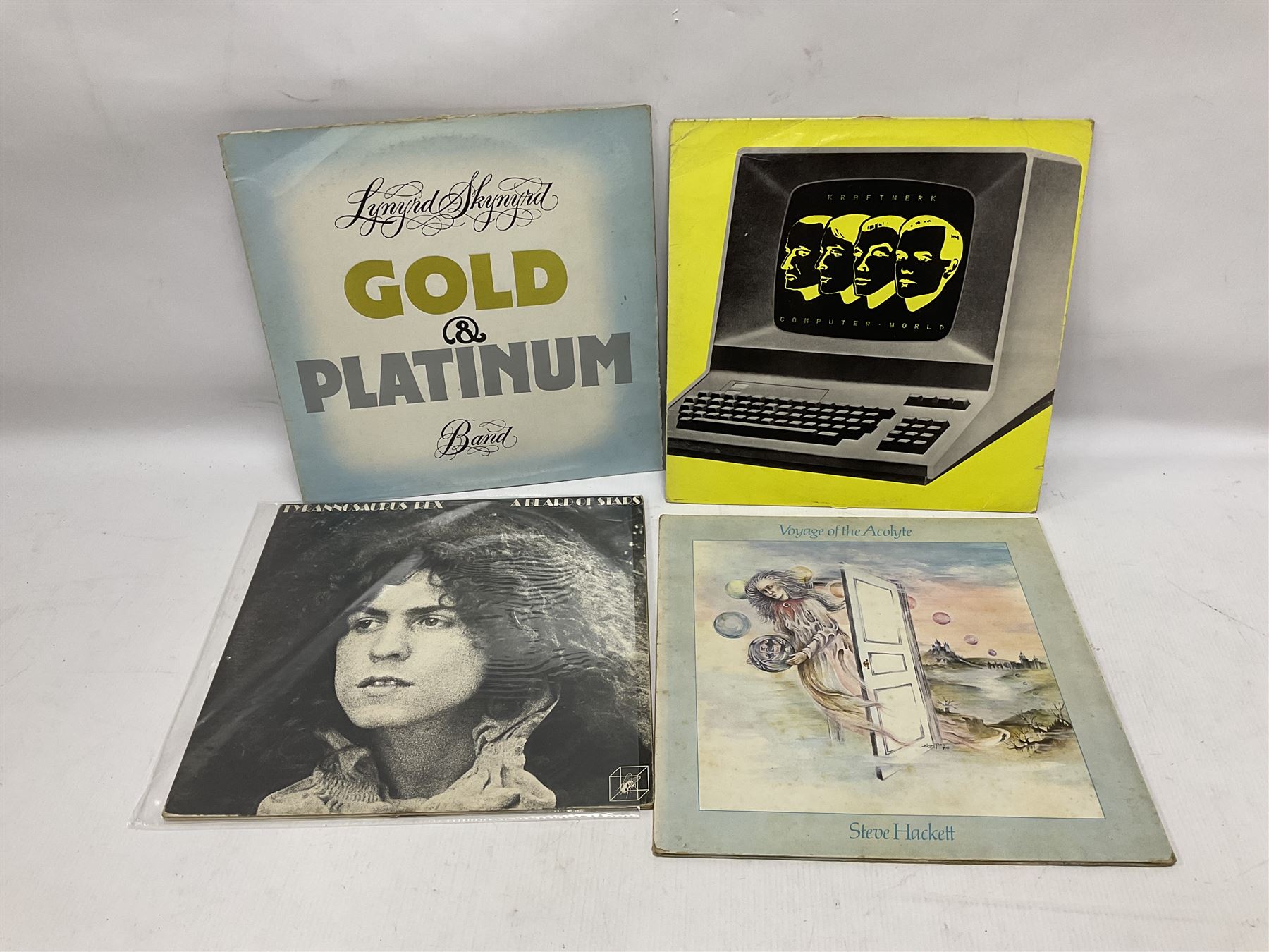 Collection of Rock, Punk and Pop vinyl LP records, including Tyrannosaurus Rex A Beard of Stars, Black Sabbath Paranoid, Derek & The Dominoes Layla, David Bowie Lodger, Kraftwerk Computer World, The Police Zenyatta Mondatta, etc
