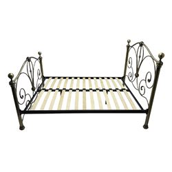 Bronze finish metal 4’ 6” double bedstead