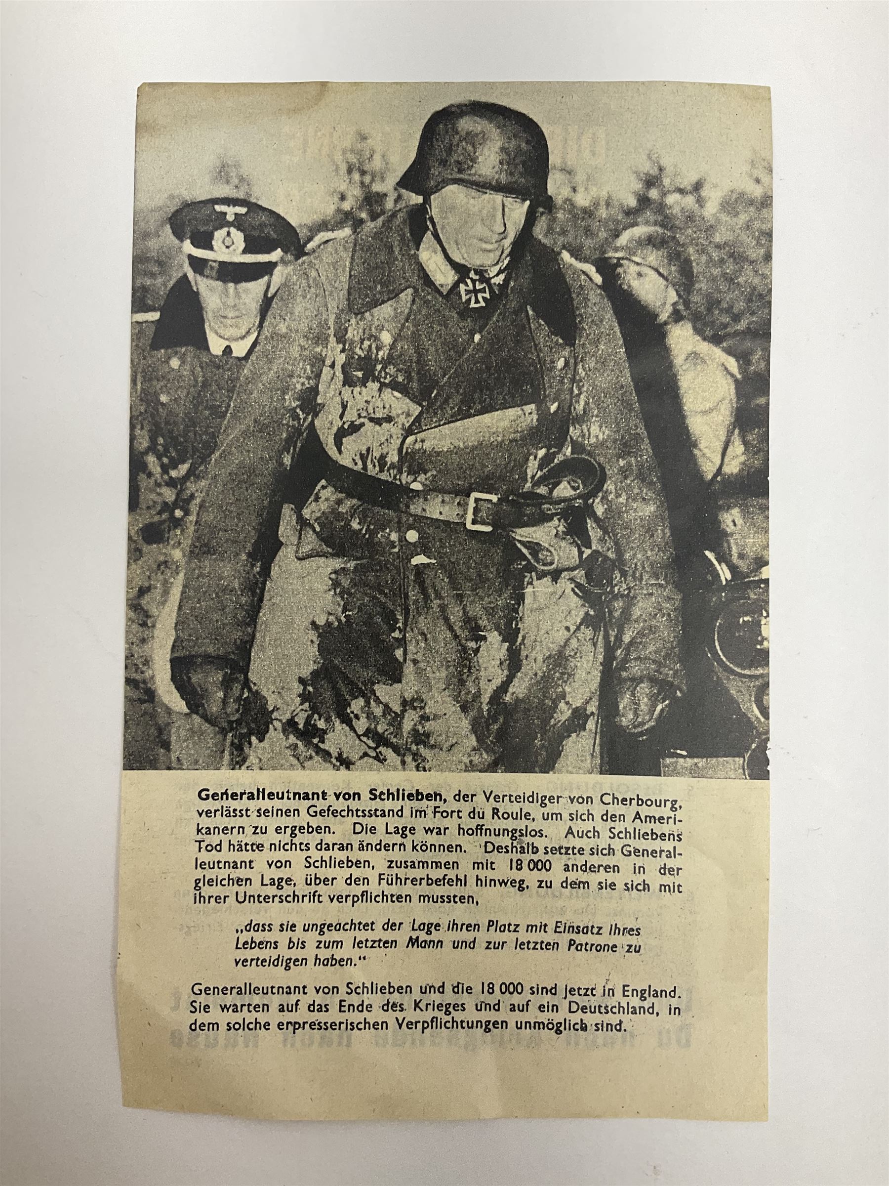 WW2 German propaganda leaflet dropped over Normandy (Cherbourg) 1944