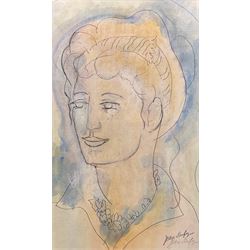 Jean Dufy (French 1888-1964): Portrait of a Woman, watercolour with studio stamp twice l.r. 38cm x 23cm