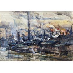 Rowland Henry Hill (Staithes Group 1873-1952): Sheffield Industrial Landscape, watercolour signed and dated 1923, 25cm x 36cm