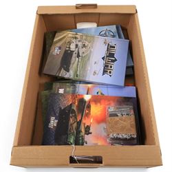 Collection of Battlefront Miniatures World War III Team Yankee 'British' models and books, comprising no. TBRAB03 British Starter Force - Challenger Armoured Squadron, no. TBBX07 Tracked Rapier Sam Section, no. TBBX12 Warrior Platoon, and others, mostly 1:100, all boxed
