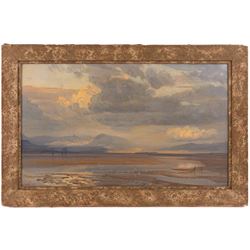 Henry Moore RA RWS (British 1831-1895): 'The Estuary of the Duddon', oil on canvas signed and dated 1871, original title label verso 30cm x 50cm