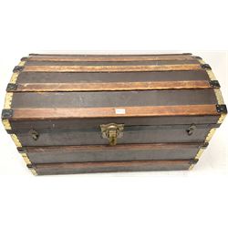 Early 20th century wood and metal bound chest