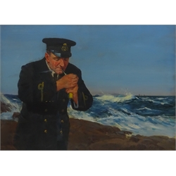  English School (Early 20th century): Seaman Lighting his Pipe, oil on canvas indistinctly signed 54cm x 75cm Provenance: probably original artwork for Imperial Tobacco advertising  