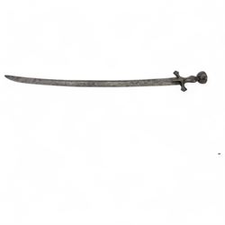 African Sudanese side-arm dagger with brass handle with cross detail, in leather scabbard, together with a collection of swords 