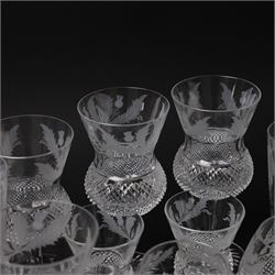 Ten Edinburgh Crystal Thistle pattern glass in pairs, comprising champagne, red wine, white wine, port, sherry and brandy glasses   