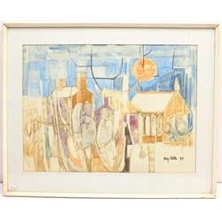 Roy Ostle (British 1930-1992); 'Towards Bethesda', mixed media signed and dated '67, titled signed and dated verso with artist's address 37cm x 51cm