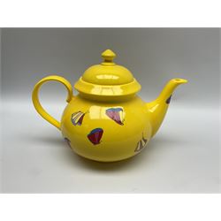 Limited edition Beatles Yellow Submarine teapot, designed by Paul Smith and made for Thomas Goode, 4/200, together with matching egg cups, 25/200, both in original boxes. 