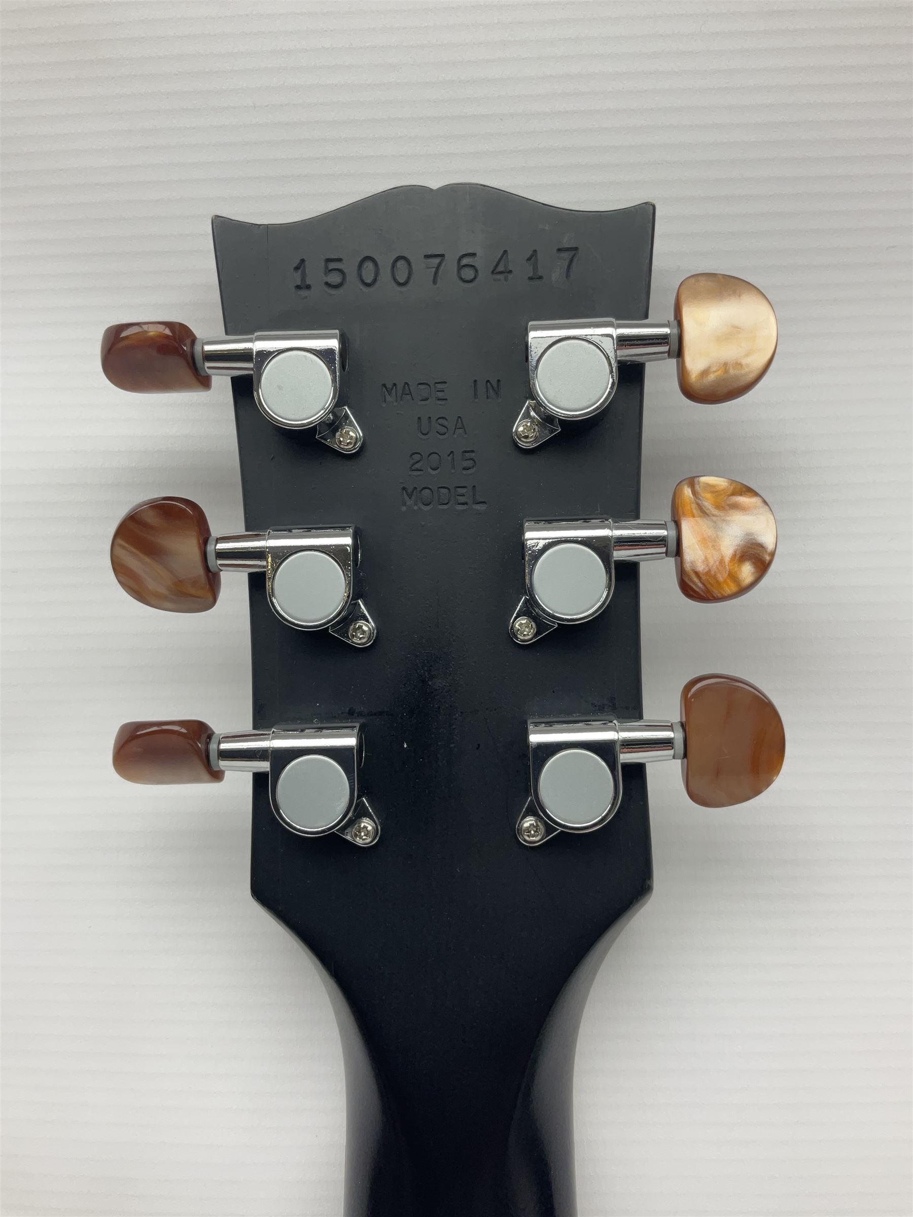 2015 American Les Paul CM (carved mahogany) electric guitar with ebonised finish, retro fitted with Seymour Duncan SH4 pick-up, serial no.150076417, L98cm overall; in Gibson soft carrying case.