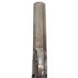 Percussion pistol, with octagonal barrel, bag-shaped wooden butt, together with two other percussion pistols   