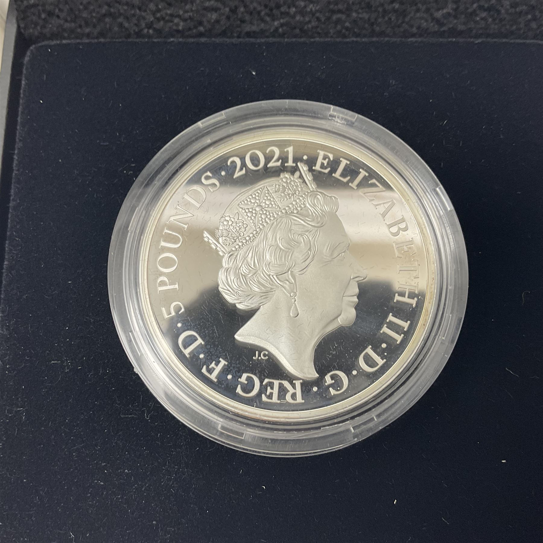 The Royal Mint United Kingdom 2021 'The 150th Anniversary of the Royal Albert Hall' silver proof piedfort five pound coin, cased with certificate