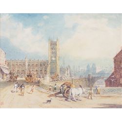Circle of Myles Birket Foster RWS (British 1825-1899): 'Victoria Street Manchester', water...