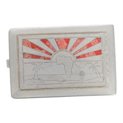 Two WWII North African campaign Prisoner-of-War-work cigarette cases, made with materials salvaged from aircraft wrecks, L13cm 