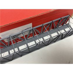 Fleischmann 'N' gauge - four-car set with double pantograph locomotive, dummy and two double decker coaches; No.825201 'Piccolo' three-piece wagon set; No.9198 'Piccolo' level crossing; No.9171 'Piccolo' points; and  No.KN35 Girder Bridge; all boxed