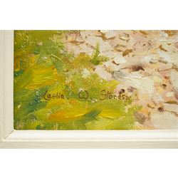 Leslie W Stones (British 20th century): 'A Day by the River', oil on canvas signed, titled verso 45cm x 60cm