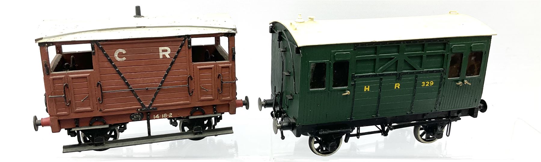 '0' gauge five scratchbuilt Caledonian Railway wagons including