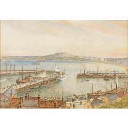 Nathan Stanley Brown (British 1890-1980): Scarborough Harbour on a Summer's Day, watercolo...