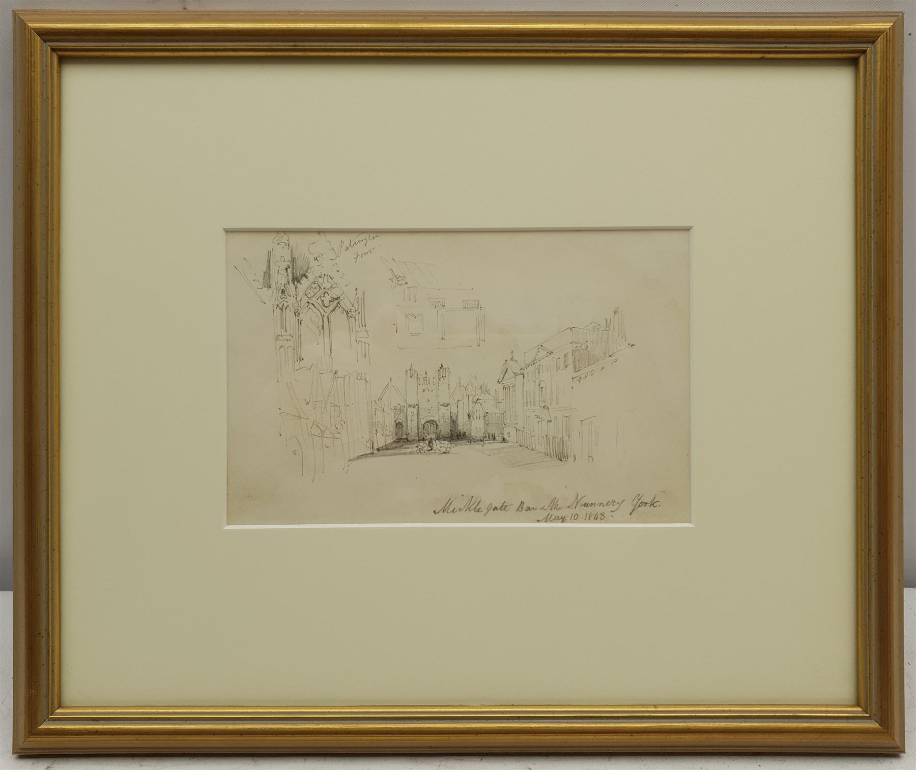 Henry Barlow Carter (British 1804-1868): 'Micklegate Bar and the Nunnery York', pencil sketch unsigned titled annotated and dated May 10 1848 in the artist's hand 11cm x 17.5cm