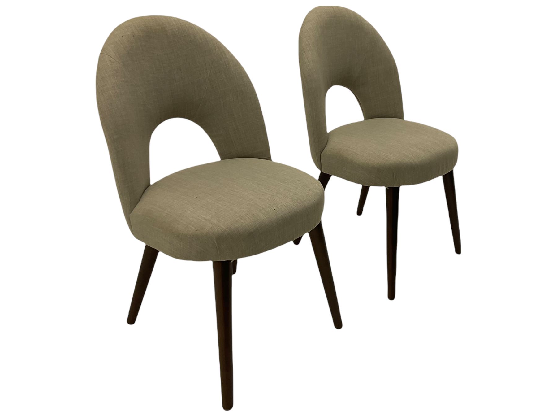 Bentley Designs - Premier collection 'Oslo' contemporary walnut extending dining table and six chairs upholstered in steel grey fabric. 