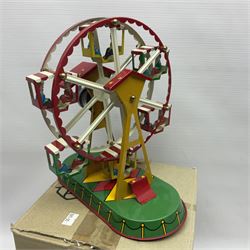 Twenty six tinplate models to include Ferris Wheel and Performing Circus Elephant, marked JW, further similar examples such as Duck on a Bike, Clown on Roller, Carousel; Popeye Tin Speedboat; Looney Tunes Wind Up Cars and Express Train; various international examples, MS107 Jumping Bambi, Pop Pop Boat, jumping frogs, pecking chickens etc; both boxed and loose