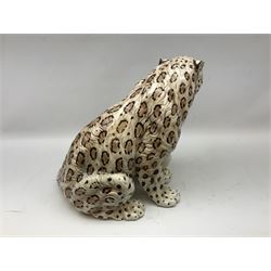 Ronzan fireside model of a snow leopard, with printed mark beneath, H38cm 