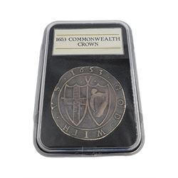 Commonwealth 1653 silver crown coin, 'The Commonwealth of England'