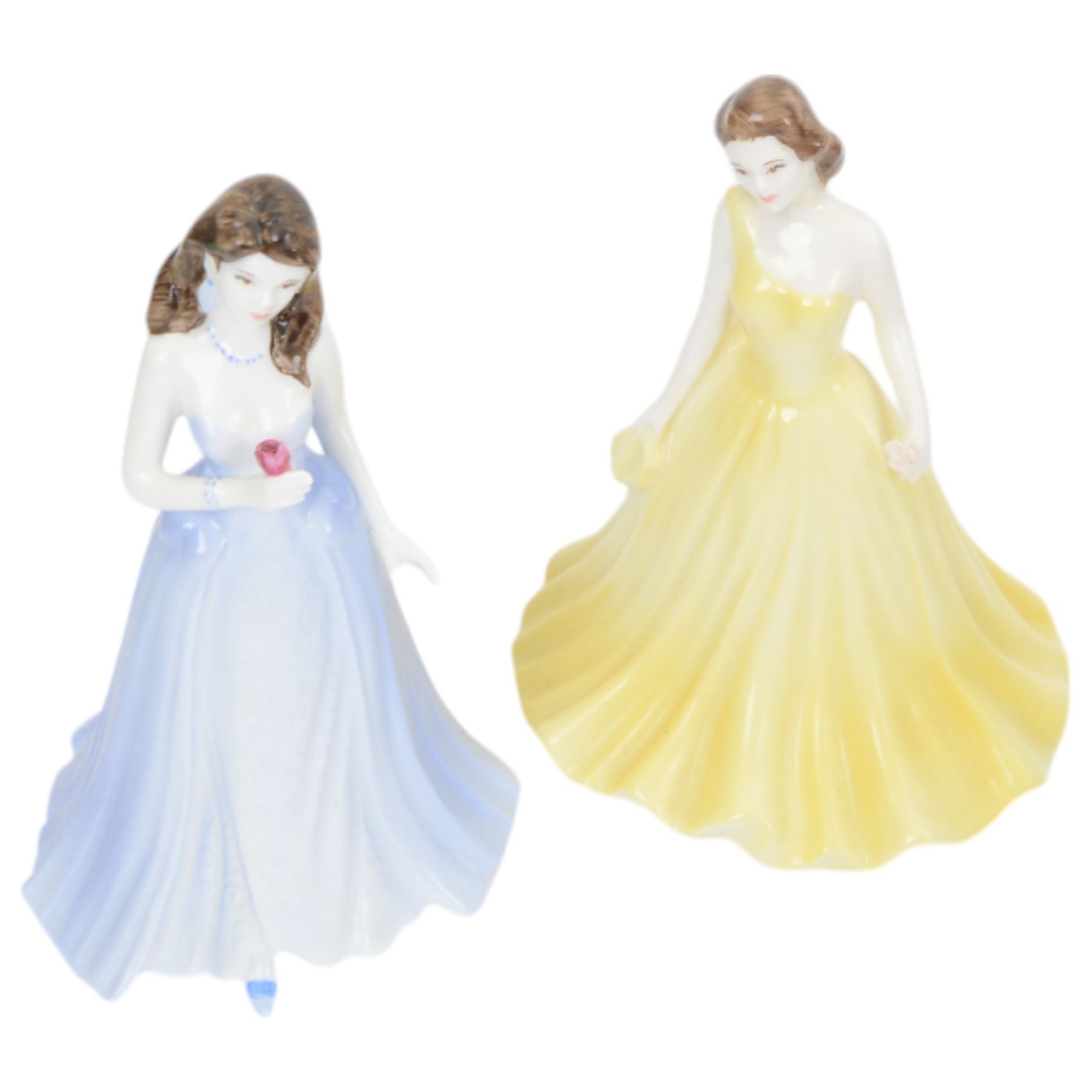 Seventeen Coalport figurines, including eleven bisque Age of Elegance examples and five miniature examples, together with a Royal Doulton figurine HN3608 Good Companion, one boxed 