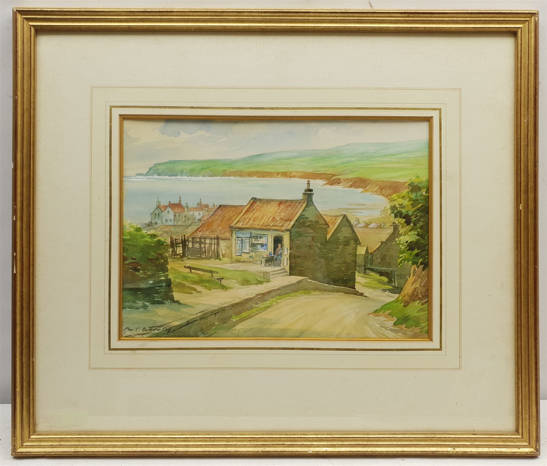 George C Bottomley (British 1894-1972): Robin Hood's Bay from the Bank Top, watercolour signed 25cm x 35cm