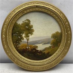 William Williams of Plymouth (British 1808-1895): Estuary scenes, pair circular oils on oak panels signed and dated 1888, dia. 19cm (2)