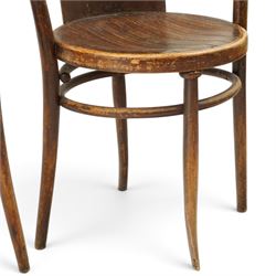 Fischel - Set of six early 20th century Czech Republic bentwood bistro chairs, with continuous hoop back, circular seat on tapering supports united by a stretcher