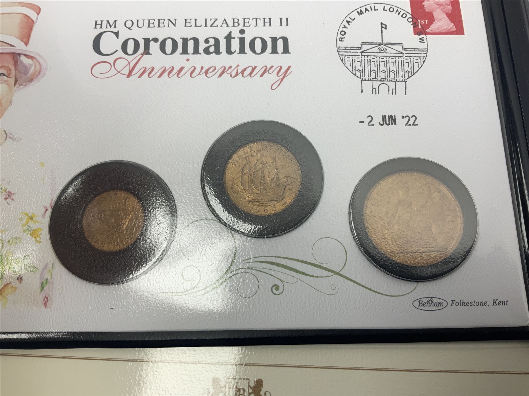 Commemorative coins and covers, including '80th Anniversary of the Battle of Britain' coin cover with Solomon Islands 2020 half dollar, 'Royal National Lifeboat Institution' coin cover with Alderney 2021 five pounds, 'Queen Elizabeth II's 95th Birthday' coin cover with Solomon Islands 2021 half dollar, other similar coin covers all in Harrington and Byrne folders, The Royal Mail 'HM The Queen's 95th Birthday' coin cover with 2021 five pounds and Queen Elizabeth II Isle of Man 2020 'Peter Pan' fifty pence coin collection in card folder