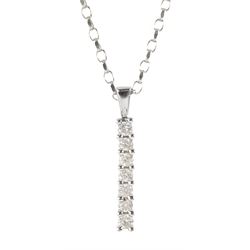9ct white gold seven stone diamond pendant necklace, hallmarked, total diamond weight 0.25 carat