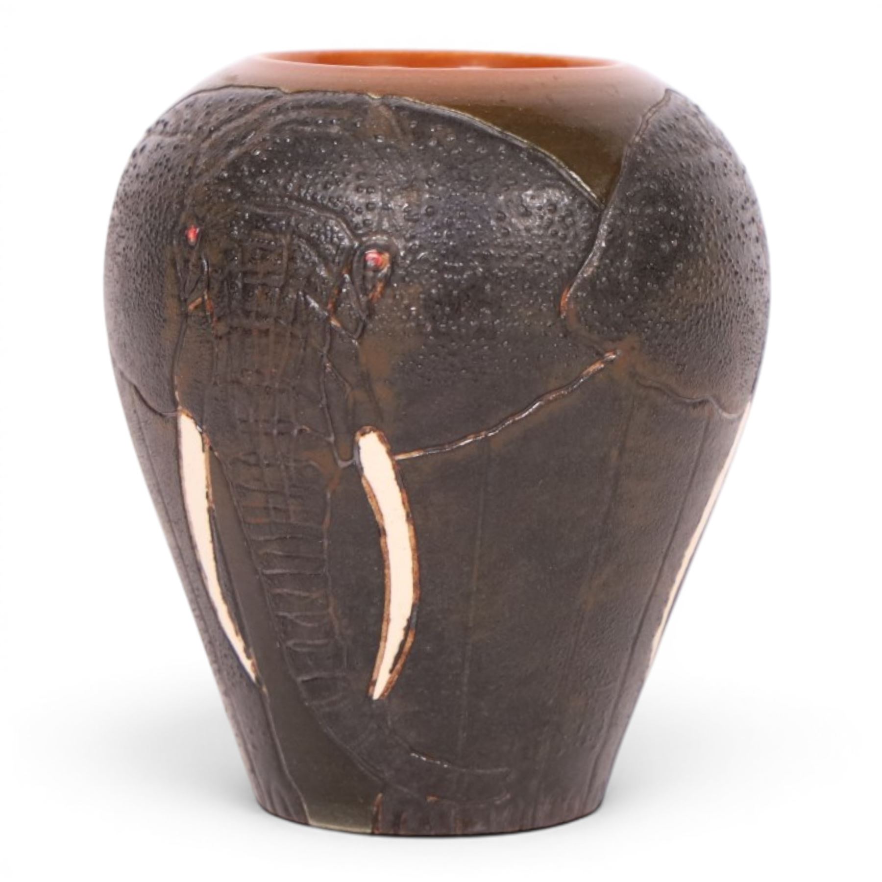 Dennis China Works miniature vase, decorated with elephants, H9cm