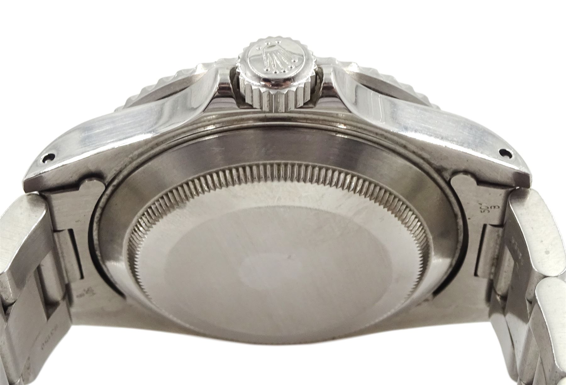 Rolex Oyster Perpetual Date Submariner gentleman's stainless steel automatic wristwatch, circa 1993, Ref. 16610, Serial No. S459924, on original Oyster bracelet with fold-over clasp, boxed with papers dated 1994