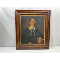 J Kennedy (Mid 19th century): Portrait of a Lady, oil on canvas, inscribed and dated 1859 on the stretcher 72cm x 60cm in original rosewood moulded frame